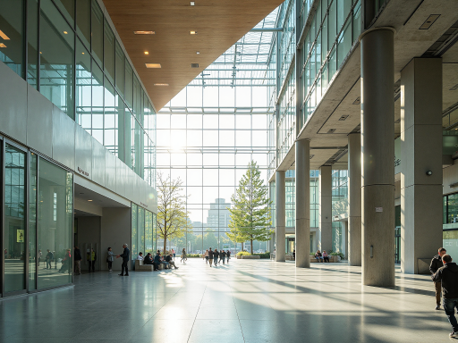 现代化商学院校园外景，现代建筑风格，绿树成荫的校园环境，阳光明媚，学生在校园中行走，体现学术氛围